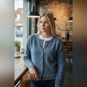 Vintage Jersild Nordic Knit Cardigan Blue Fair Isle Size IX